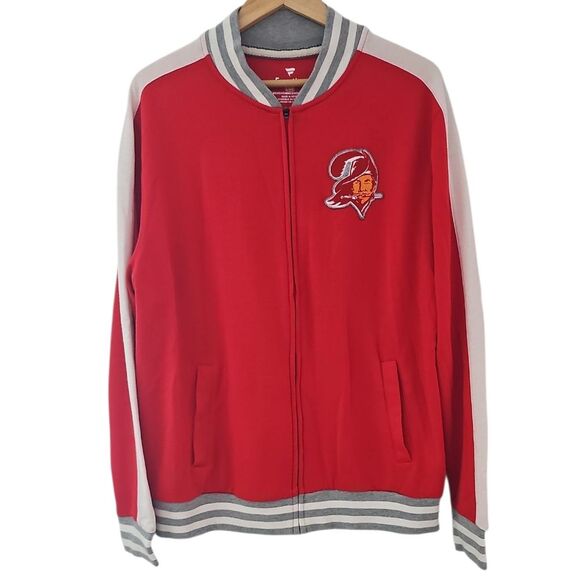 Fanatics Tampa Bay Buccaneers Throwback Bomber Jacket Felted Varsity Zip-Up Sz L - Picture 1 of 15
